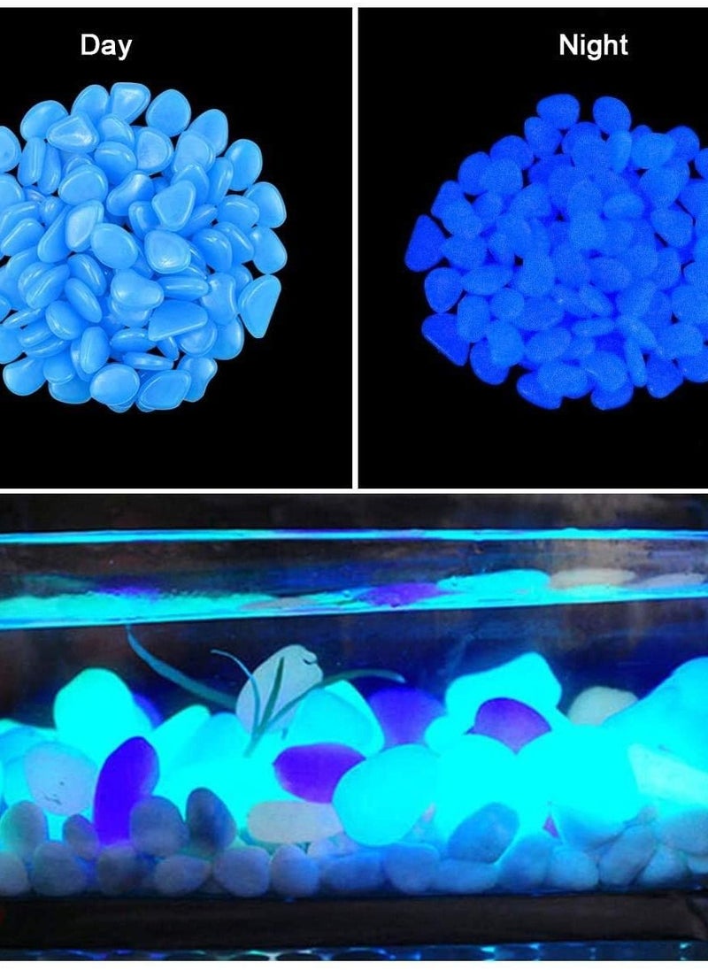 SYOSI - Glowing Pebbles, Glow in the Dark Stones Rocks Luminous Cobblestones for Garden Walkways Decoration, Aquarium Fish Tank Park Ornaments Backyard Driveway Decorative 100Pcs Blue - Image 1
