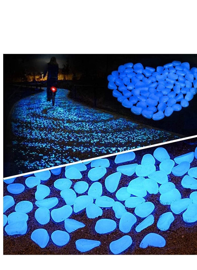 SYOSI - Glowing Pebbles, Glow in the Dark Stones Rocks Luminous Cobblestones for Garden Walkways Decoration, Aquarium Fish Tank Park Ornaments Backyard Driveway Decorative 100Pcs Blue - Image 1