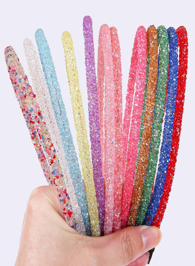 شيما أطواق شعر لامعة مرصعة بالكريستال من زيما للنساء والفتيات، إكسسوارات شعر عصرية متعددة الألوان، تصميم مانع للانزلاق، عبوة من 12 قطعة - Image 5