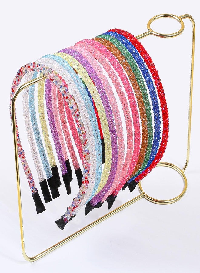 شيما أطواق شعر لامعة مرصعة بالكريستال من زيما للنساء والفتيات، إكسسوارات شعر عصرية متعددة الألوان، تصميم مانع للانزلاق، عبوة من 12 قطعة - Image 2