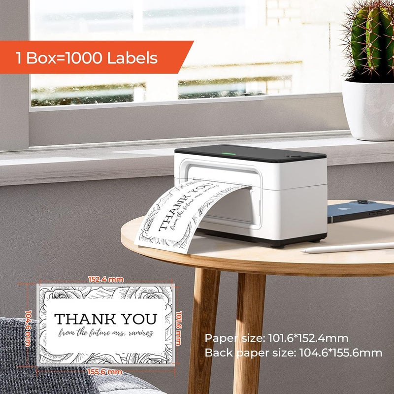 MUNBYN 4x6 Inch Direct Thermal Labels, 1000 Labels/2 Stacks(500 Pcs per Stack), Fanfold Shipping Label Paper for Thermal Printers, Permanent Adhesive Mailing Postage Labels for Shipping Packages - Image 3