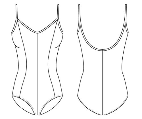Mirella Women's Microlux Princess Seam V-Front Camisole Dance Leotard,Navy,Medium - Image 3