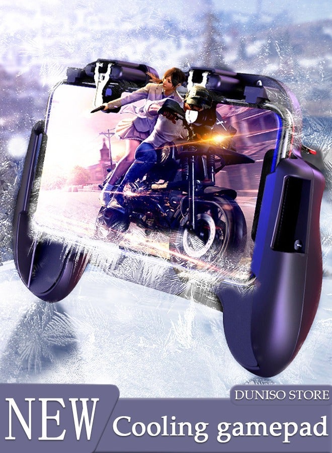 DUNISO 2 in 1 Phone Cooler for Gaming, Fast Phone Cooling Fan Gamepad, Mobile Game Controller, Cellphone Radiator for Mobile Gaming TikTok Live Stream, Fit All Types of iPhone Android Smartphones - Image 1