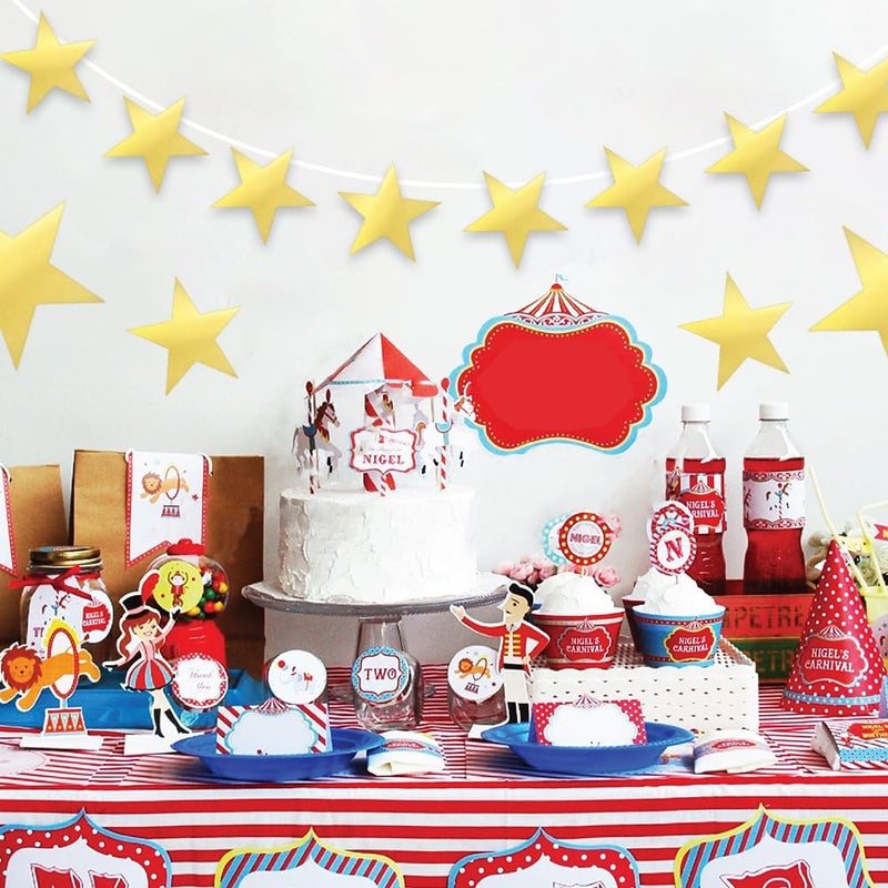 Leislam Star Cutouts, 24PCS Gold Star Cutouts, Double Printed Paper Stars, 6 Inch Cardboard Star Cutouts, Glitter Stars Decorations for Christmas Wedding Movie Night Classroom Wall Party Supplies - Image 4