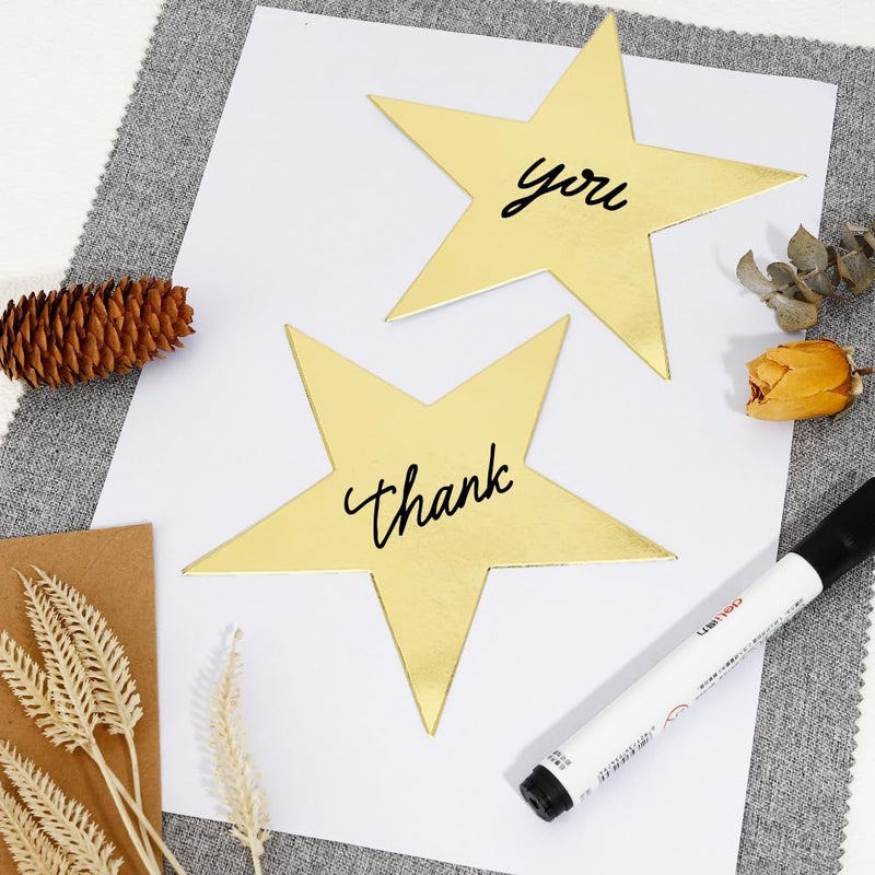 Leislam Star Cutouts, 24PCS Gold Star Cutouts, Double Printed Paper Stars, 6 Inch Cardboard Star Cutouts, Glitter Stars Decorations for Christmas Wedding Movie Night Classroom Wall Party Supplies - Image 5