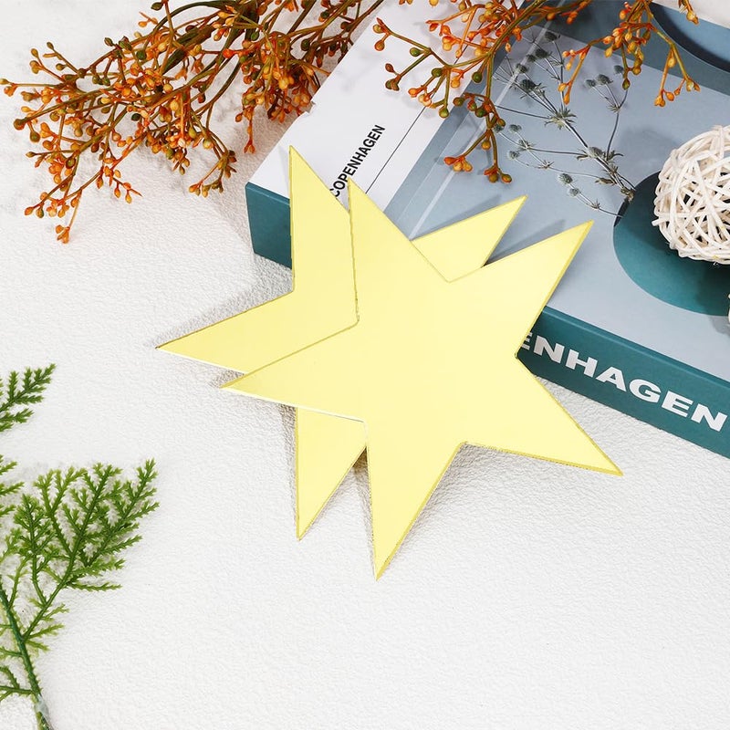 Leislam Star Cutouts, 24PCS Gold Star Cutouts, Double Printed Paper Stars, 6 Inch Cardboard Star Cutouts, Glitter Stars Decorations for Christmas Wedding Movie Night Classroom Wall Party Supplies - Image 3