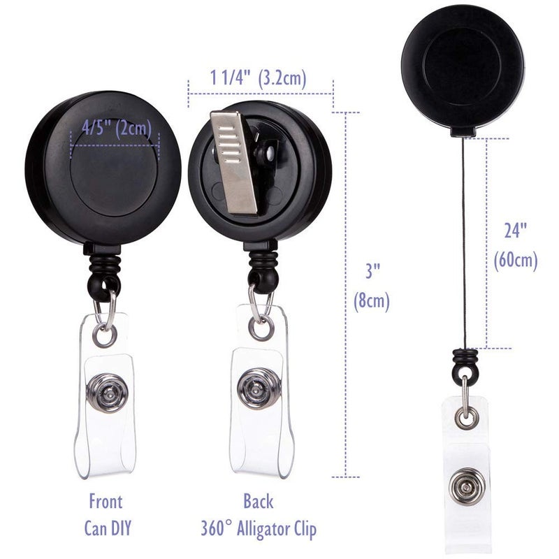 QREEL - 2 Pack - Retractable ID Name Badge Holder Reels with Swivel Alligator Clip (Black) - Image 2