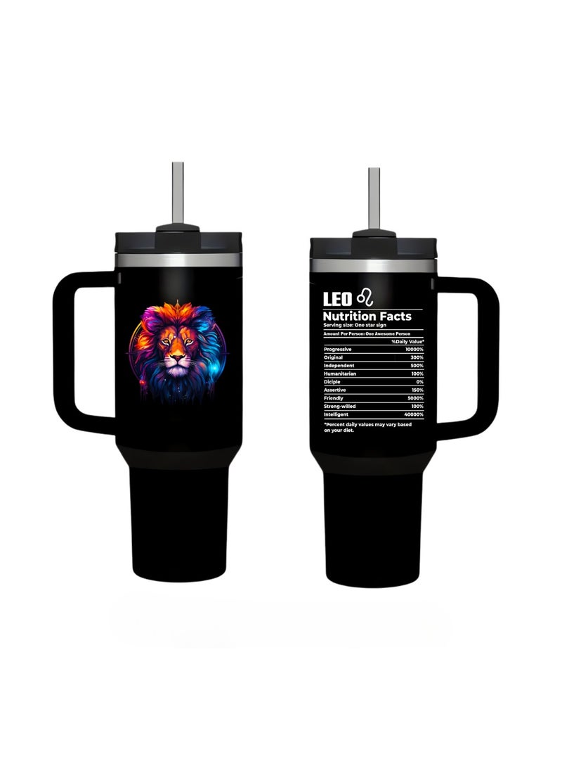 PRINTSHOP4ME - Zodiac Tumbler Mug With Lid And Straw 1.2L Insulated Reusable Stainless Steel Tumbler Mug|Leak Proof Mug|Summer Winter Drinkware,Outdoor Travel Mug - Image 1