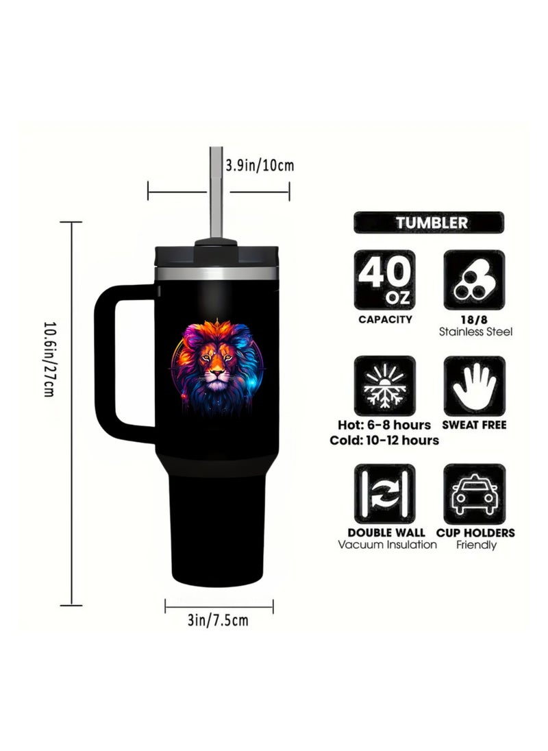 PRINTSHOP4ME - Zodiac Tumbler Mug With Lid And Straw 1.2L Insulated Reusable Stainless Steel Tumbler Mug|Leak Proof Mug|Summer Winter Drinkware,Outdoor Travel Mug - Image 1