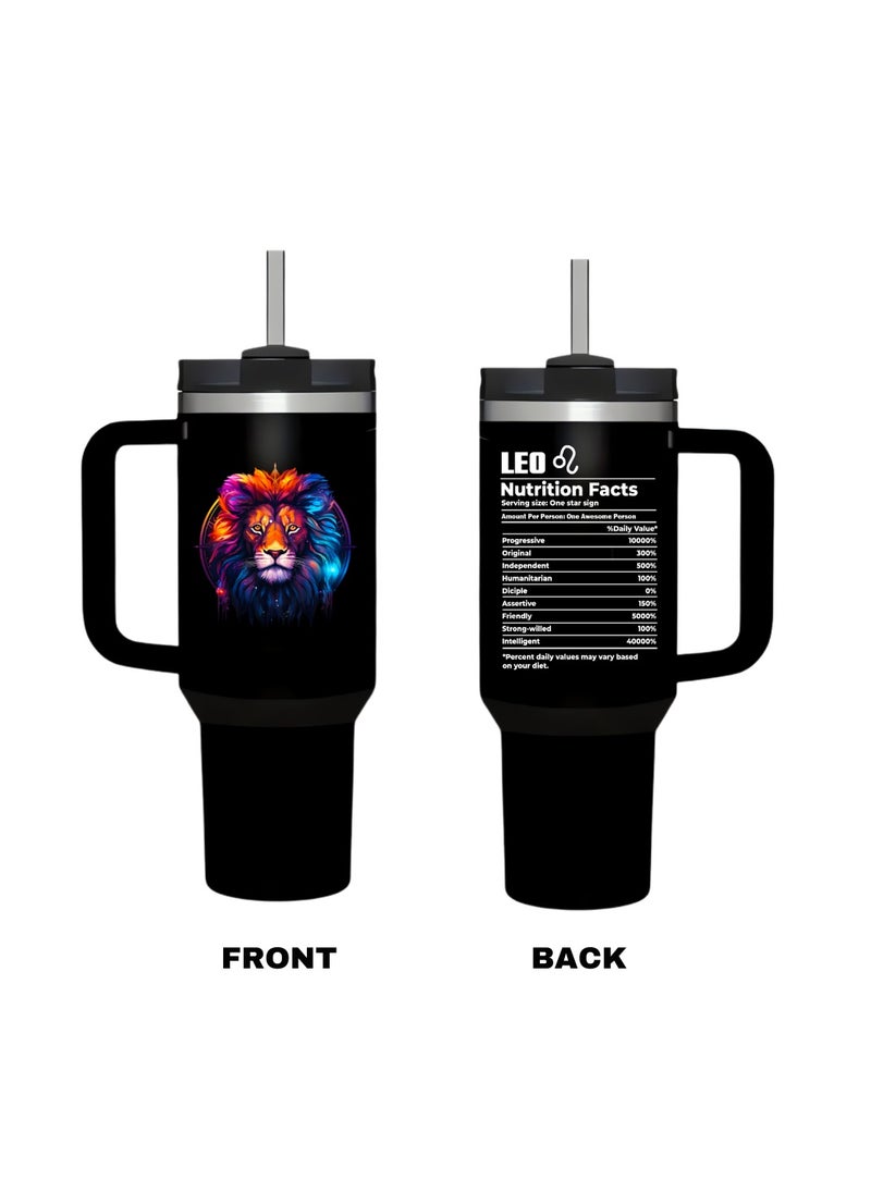 PRINTSHOP4ME - Zodiac Tumbler Mug With Lid And Straw 1.2L Insulated Reusable Stainless Steel Tumbler Mug|Leak Proof Mug|Summer Winter Drinkware,Outdoor Travel Mug - Image 1
