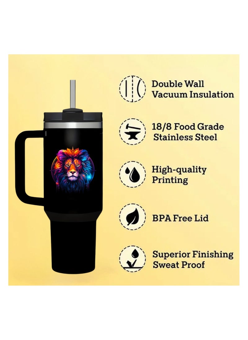 PRINTSHOP4ME - Zodiac Tumbler Mug With Lid And Straw 1.2L Insulated Reusable Stainless Steel Tumbler Mug|Leak Proof Mug|Summer Winter Drinkware,Outdoor Travel Mug - Image 1