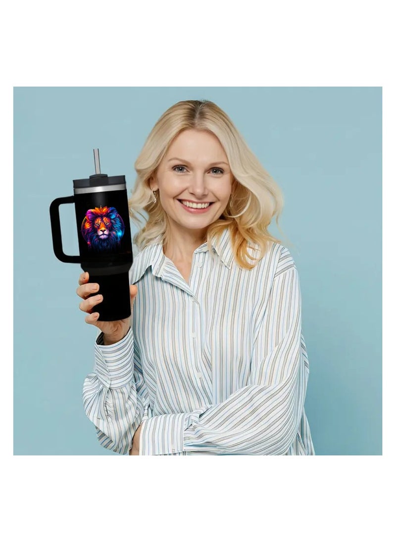 PRINTSHOP4ME - Zodiac Tumbler Mug With Lid And Straw 1.2L Insulated Reusable Stainless Steel Tumbler Mug|Leak Proof Mug|Summer Winter Drinkware,Outdoor Travel Mug - Image 1