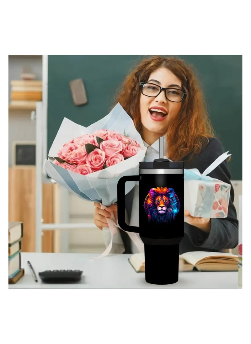 PRINTSHOP4ME - Zodiac Tumbler Mug With Lid And Straw 1.2L Insulated Reusable Stainless Steel Tumbler Mug|Leak Proof Mug|Summer Winter Drinkware,Outdoor Travel Mug - Image 1