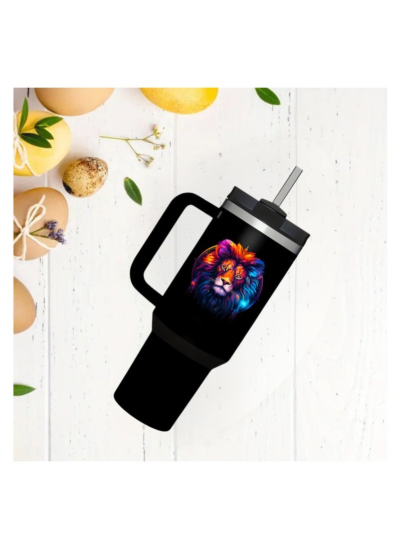 PRINTSHOP4ME - Zodiac Tumbler Mug With Lid And Straw 1.2L Insulated Reusable Stainless Steel Tumbler Mug|Leak Proof Mug|Summer Winter Drinkware,Outdoor Travel Mug - Image 1