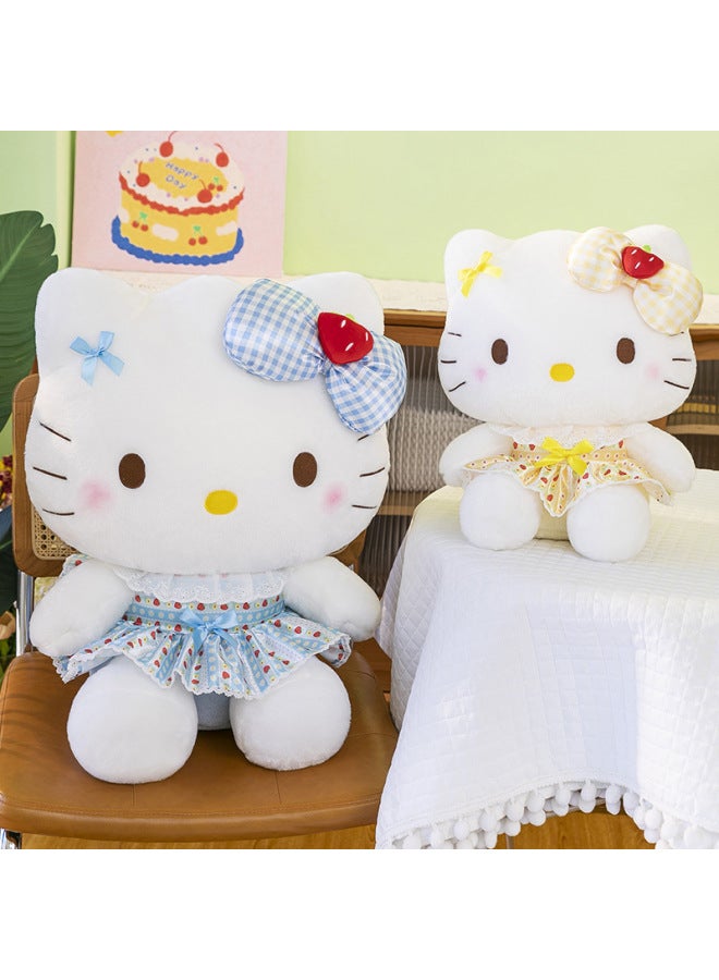 Strawberry Kt Cat Plush Toy Pillow Sleeping Doll Girl's Valentine's Day Doll Children's Cute Birthday-Specification:40cm0.56kg-Color:Colorful Strawberry Kt Cat Blue Skirt