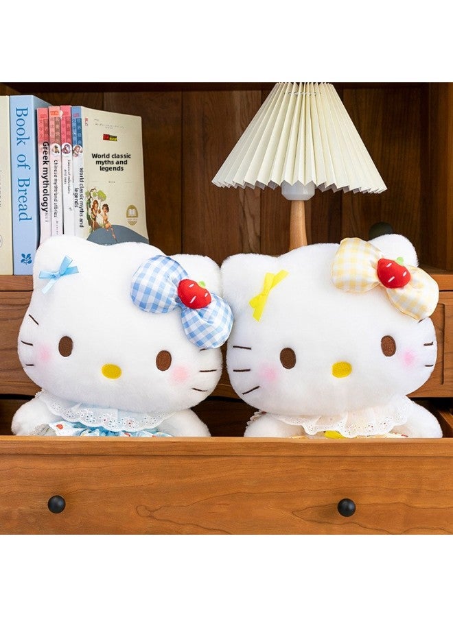 Strawberry Kt Cat Plush Toy Pillow Sleeping Doll Girl's Valentine's Day Doll Children's Cute Birthday-Specification:40cm0.56kg-Color:Colorful Strawberry Kt Cat Blue Skirt