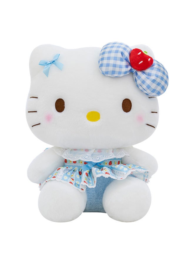 Strawberry Kt Cat Plush Toy Pillow Sleeping Doll Girl's Valentine's Day Doll Children's Cute Birthday-Specification:40cm0.56kg-Color:Colorful Strawberry Kt Cat Blue Skirt