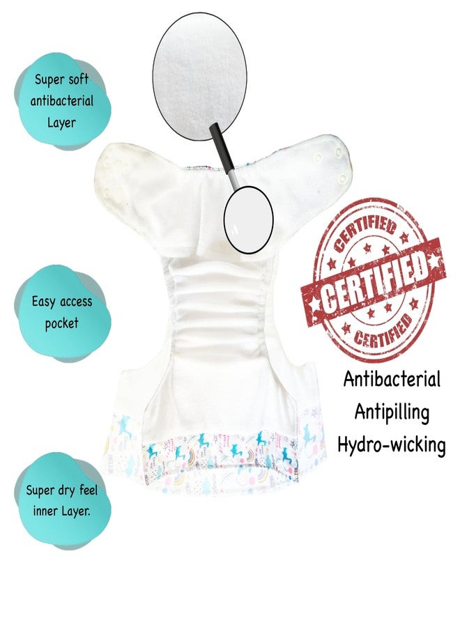 Dumbledo Premium Cloth Diaper with Gray Insert (Pack of 4) | Dry Feel and Comfortable | Leakproof | Adjustable Snaps | Perfect for Indian Summers | 3 Months - 3 Years | Unisex Baby - Image 3
