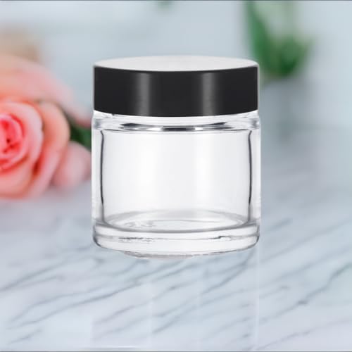JUVITUS Clear Thick Glass Straight Sided Jar - 2 oz / 60 ml (3 pack) Airtight Smell Proof BPA Free Lids - Image 3