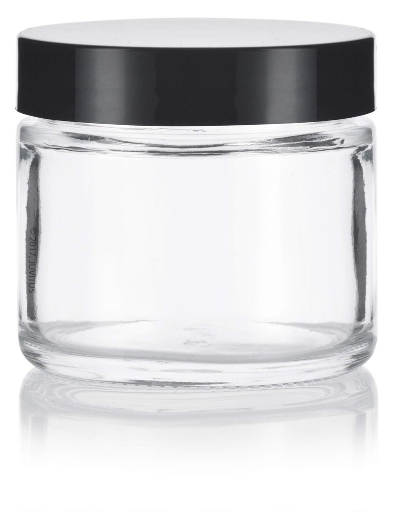 JUVITUS Clear Thick Glass Straight Sided Jar - 2 oz / 60 ml (3 pack) Airtight Smell Proof BPA Free Lids - Image 4