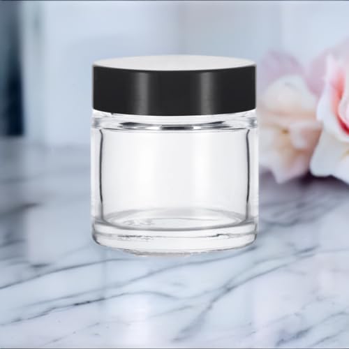 JUVITUS Clear Thick Glass Straight Sided Jar - 2 oz / 60 ml (3 pack) Airtight Smell Proof BPA Free Lids - Image 5