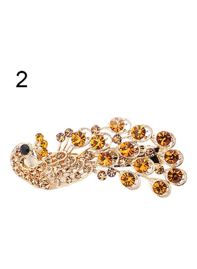 NIBEMINENT Elegant Peacock Design Shiny Rhinestone Hairpin Multicolor 6.5x2.5cm - Image 5