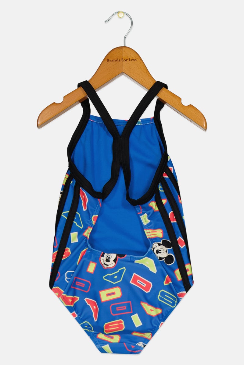 Adidas x Disney Kids Girl Mickey One Piece Swimwear, Blue - Image 2