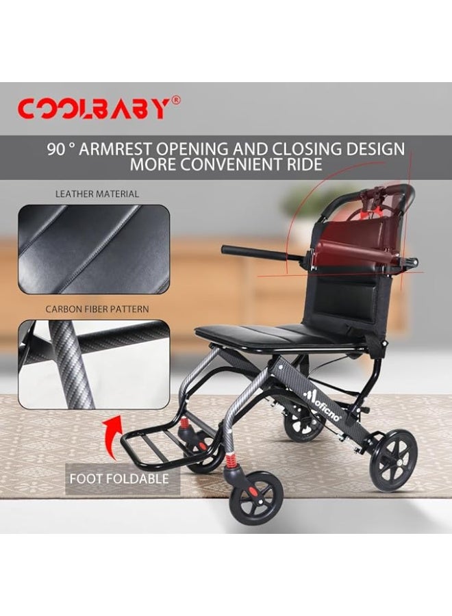 Cool Baby Style Ultralight Aluminum Alloy Wheelchair Travel Wheelchair for The Elderly and Disabled Portable Foldable Compact Wheelchair  - Image 4