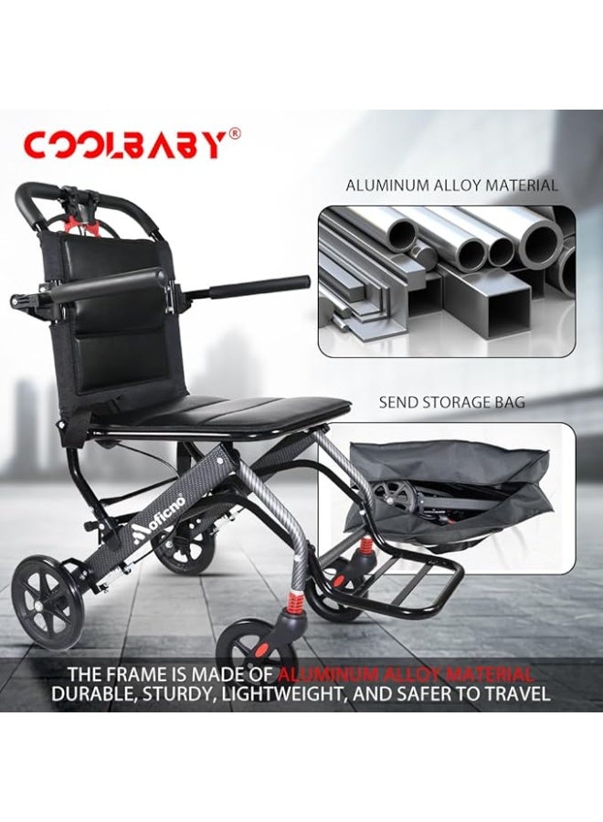 Cool Baby Style Ultralight Aluminum Alloy Wheelchair Travel Wheelchair for The Elderly and Disabled Portable Foldable Compact Wheelchair  - Image 3