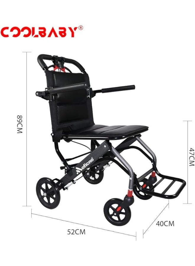 Cool Baby Style Ultralight Aluminum Alloy Wheelchair Travel Wheelchair for The Elderly and Disabled Portable Foldable Compact Wheelchair  - Image 2