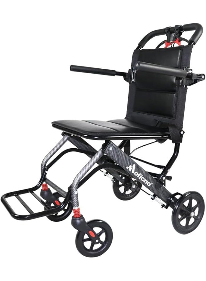 Cool Baby Style Ultra-Light Aluminum Alloy Wheelchair, Portable Foldable Travel Wheelchair for Elderly & Disabled with Shock Absorption, Compact Manual Mobility Chair – Black - Image 3