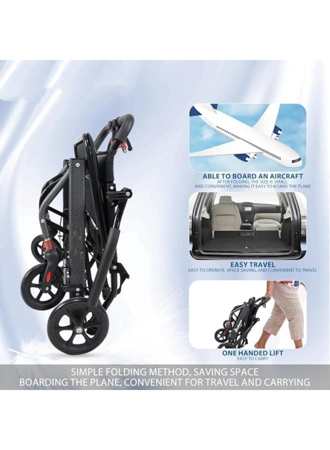 Cool Baby Style Ultra-Light Aluminum Alloy Wheelchair, Portable Foldable Travel Wheelchair for Elderly & Disabled with Shock Absorption, Compact Manual Mobility Chair – Black - Image 5