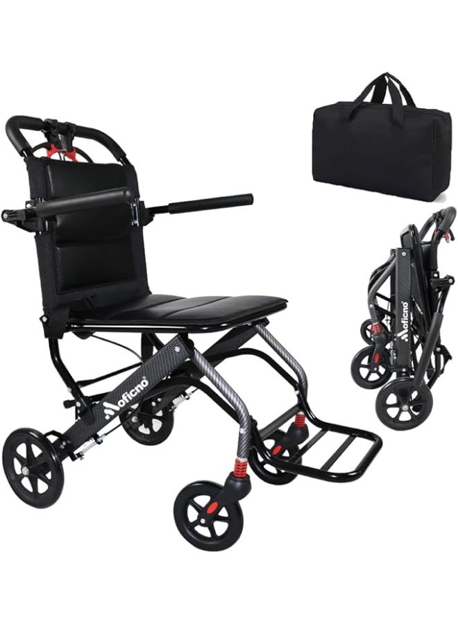 Cool Baby Style Ultra-Light Aluminum Alloy Wheelchair, Portable Foldable Travel Wheelchair for Elderly & Disabled with Shock Absorption, Compact Manual Mobility Chair – Black - Image 1