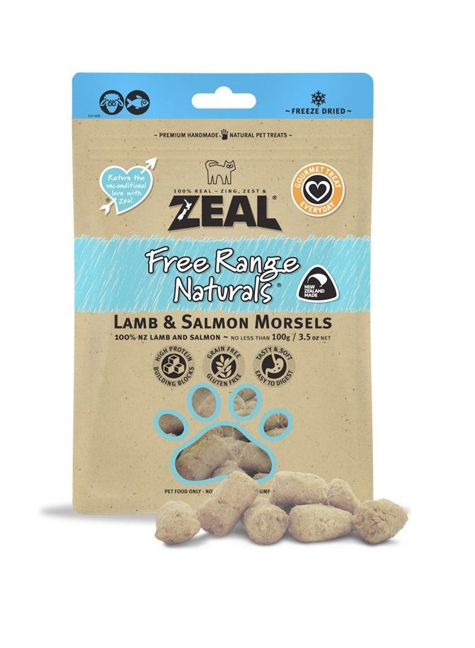 zeal Dried Lamb And Salmon Morsels Cat Treats 100g - Image 2