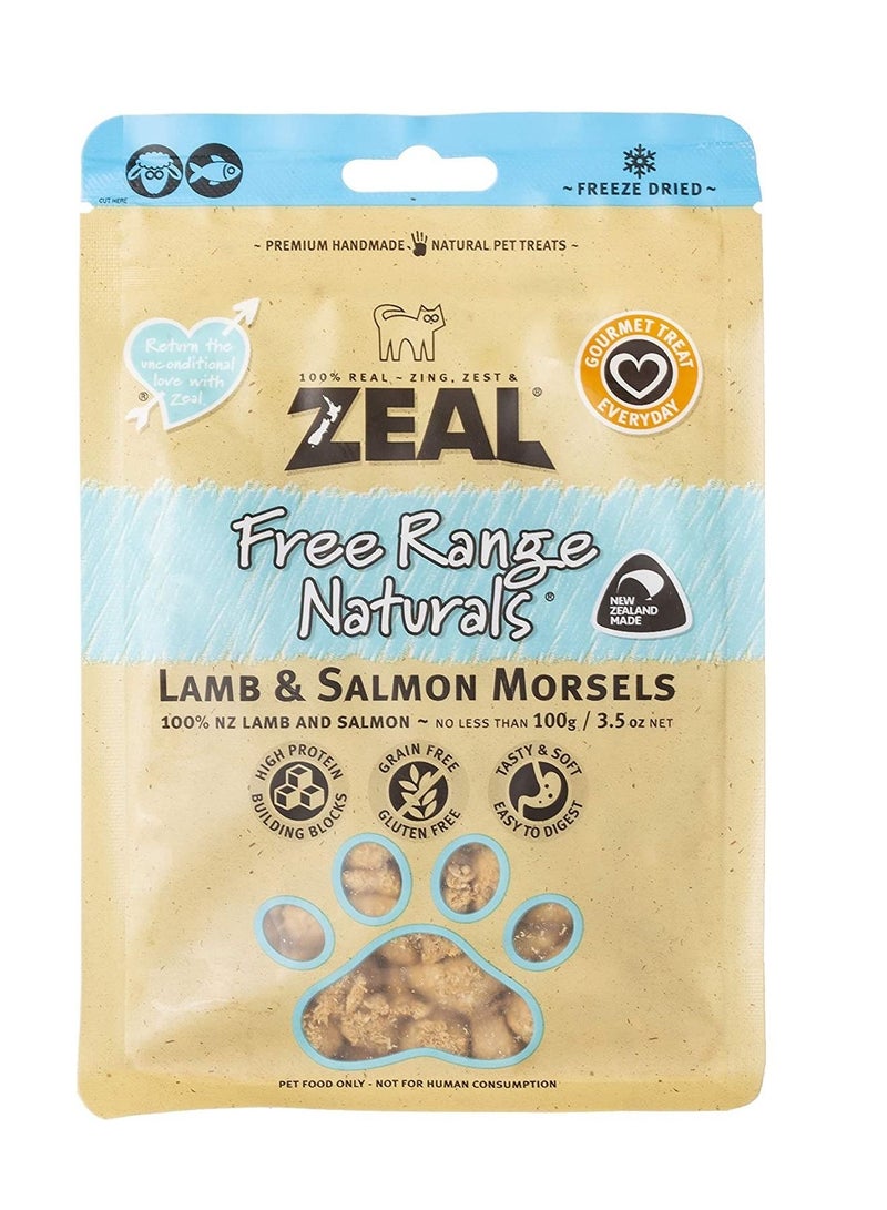 zeal Dried Lamb And Salmon Morsels Cat Treats 100g - Image 1