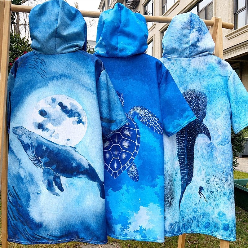 2025 Cuffed Zipper Children'S Cloak Bath Towel Hooded Cloak Wearing Bath Towel Swimming Changing Bathrobe - Image 2