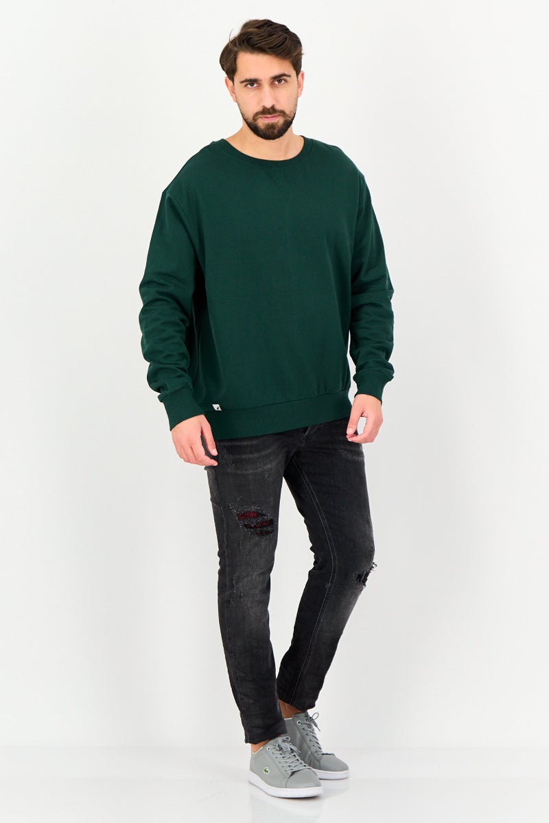 KANGOL Men Ribbed Neck Solid Long Sleeves Sweatshirt, Green - Image 4
