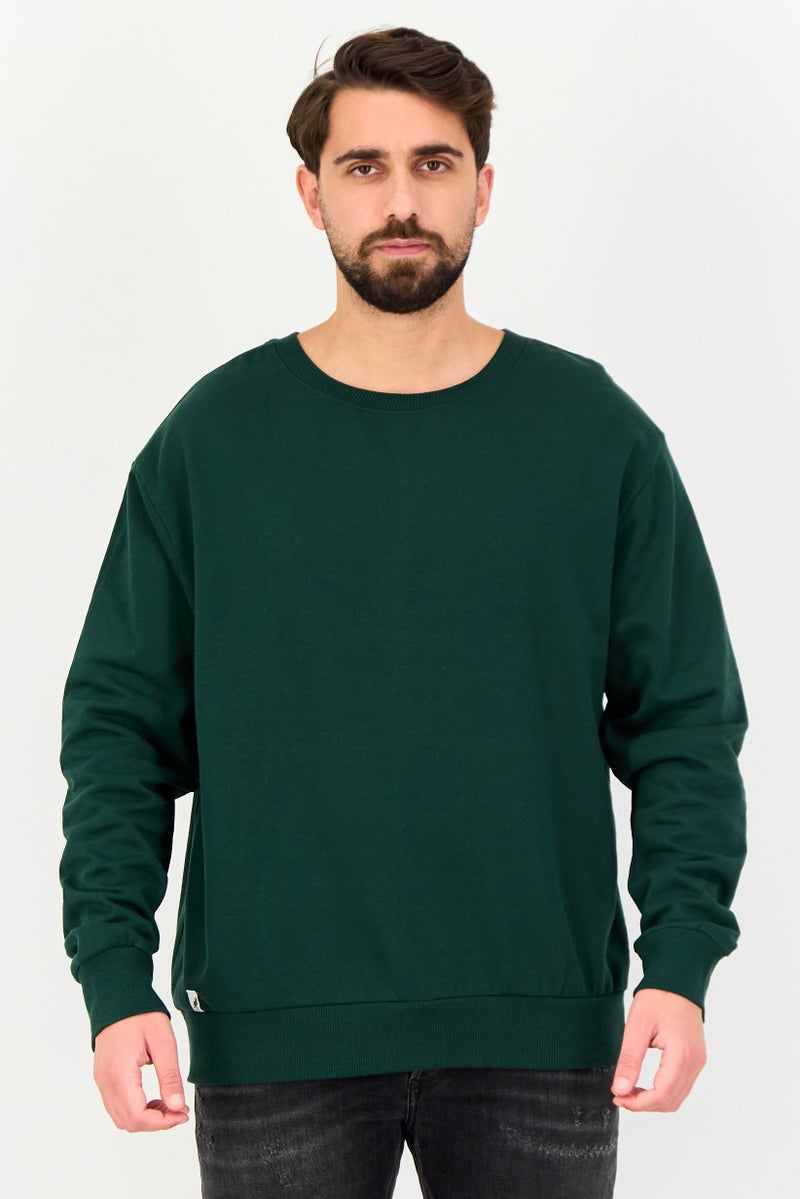 KANGOL Men Ribbed Neck Solid Long Sleeves Sweatshirt, Green - Image 1