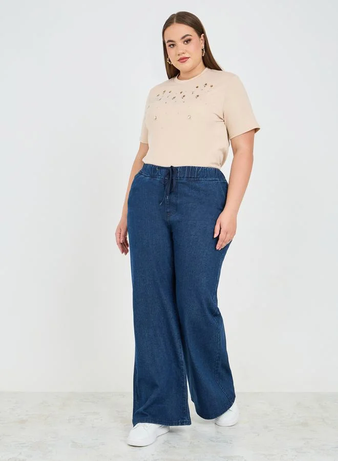 ستايلي Mid Rise Wide Leg Jeans