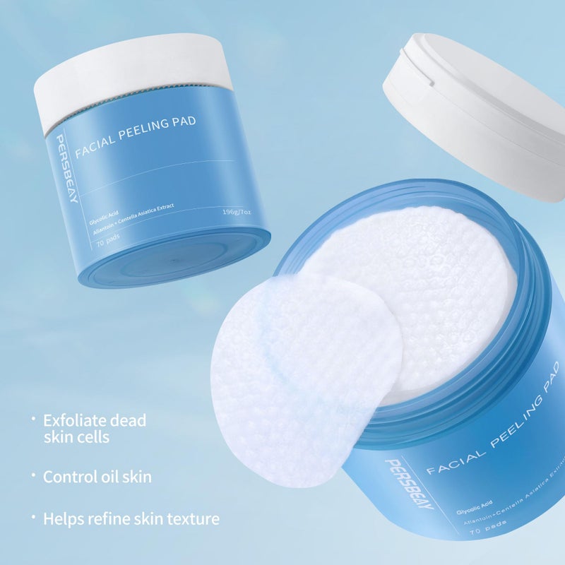 Persbeay Glycolic Acid Pads, Exfoliating Toner Pads for Facial Radiance, Dual Action Gentle Face Pad for Deep Cleaning Effect |Peels & Daily Skin Renewal |Salicylic Acid & Vitamins B3 |70 Count - Image 4