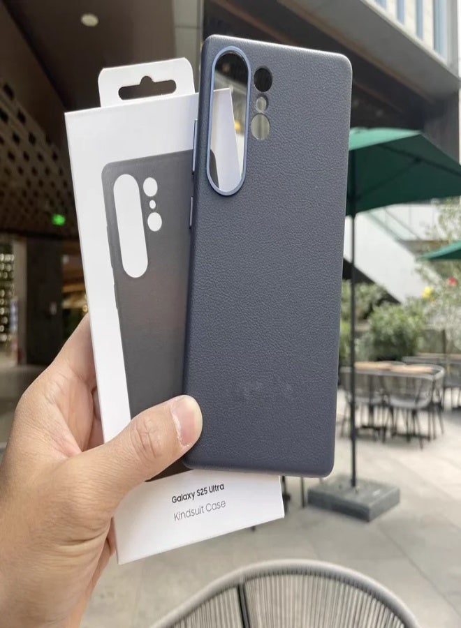 ارواق جراب هاتف Samsung Galaxy S25 Ultra 5G مصنوع من الجلد الأصلي الفاخر، جراب هاتف كامل الحماية ومقاوم للصدمات، S25 Plus Ultra S25+، أزرق ليلي - Image 1