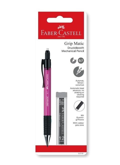 Faber-Castell Gripmatic Translucent Mechanical Pencil 0.7mm, Assorted Colour (Purple-Blue-Green)