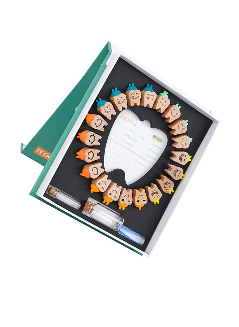 Excefore صندوق جنية الأسنان، 1 مجموعة لاحظ تخزين الحفاظ على الأسنان، حامل الأسنان للأطفال تذكار، صندوق حافظة الأسنان هدية، حامل صندوق أسنان الأطفال، صندوق أسنان من الخشب للأطفال - Image 1