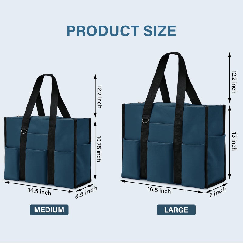 Becokan Large Tote Bag for Women Waterproof with 12 Pockets Top Zipper Closure Utility Teacher Nurse Bags for Work School - Image 5