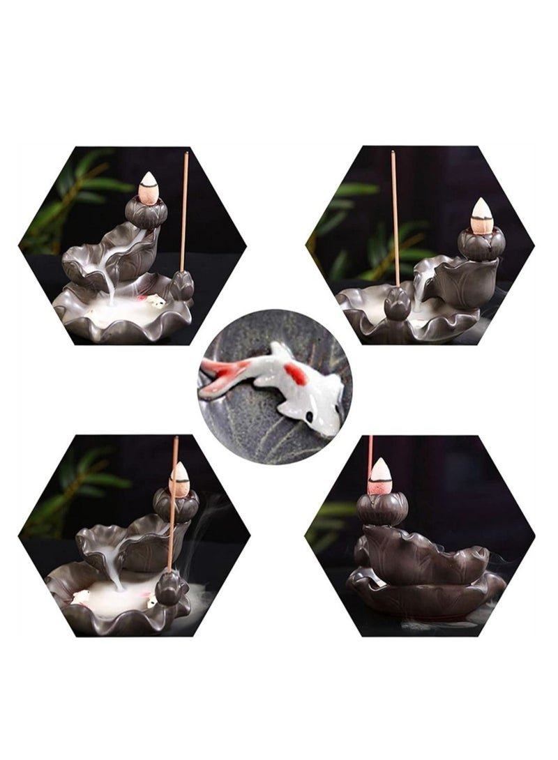 Captaintech Backflow Incense Burner, Ceramics Waterfall Incense Burner, Incense Burner Holder, Koi Fish Incense Burner, Incense Burner, Incense Seat (Not Include Incense Cones And Incense Sticks) - Image 2