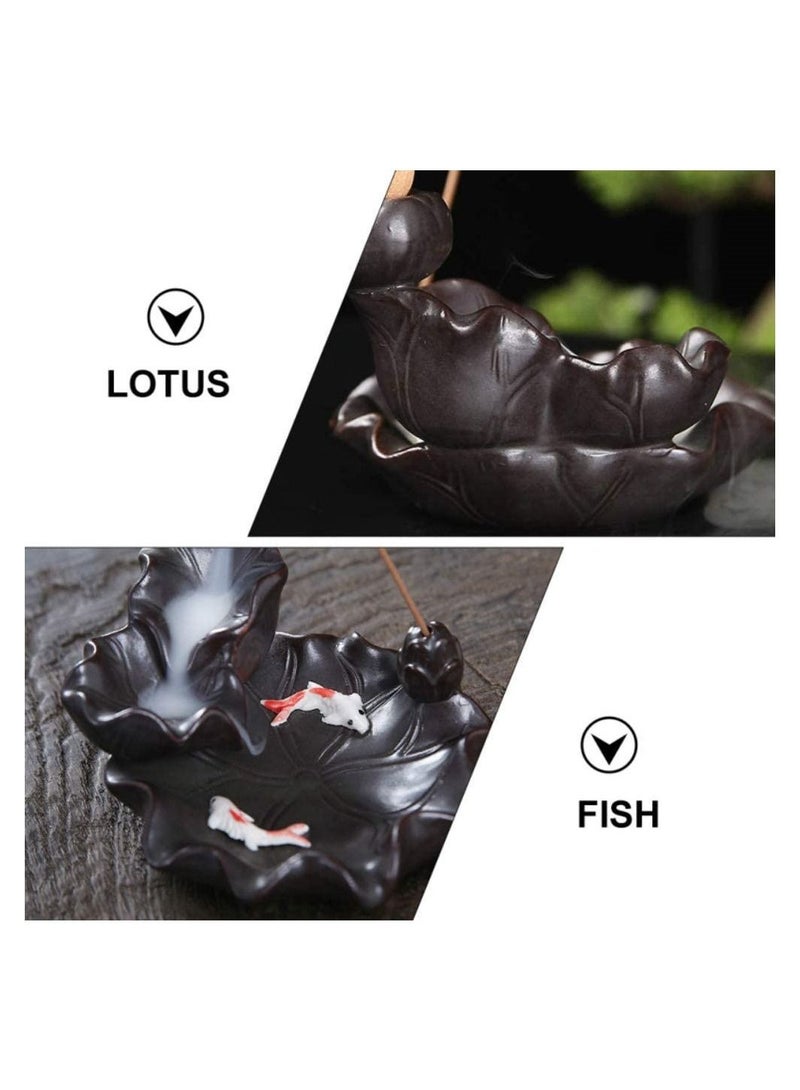 Captaintech Backflow Incense Burner, Ceramics Waterfall Incense Burner, Incense Burner Holder, Koi Fish Incense Burner, Incense Burner, Incense Seat (Not Include Incense Cones And Incense Sticks) - Image 3