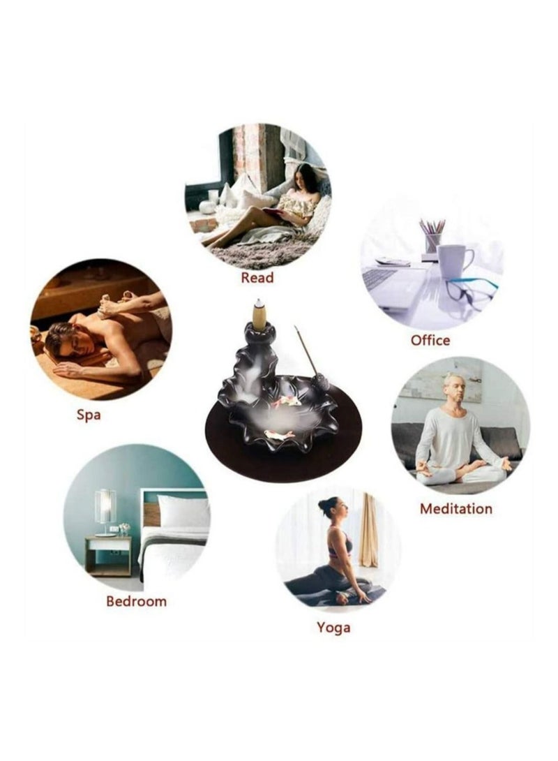 Captaintech Backflow Incense Burner, Ceramics Waterfall Incense Burner, Incense Burner Holder, Koi Fish Incense Burner, Incense Burner, Incense Seat (Not Include Incense Cones And Incense Sticks) - Image 5