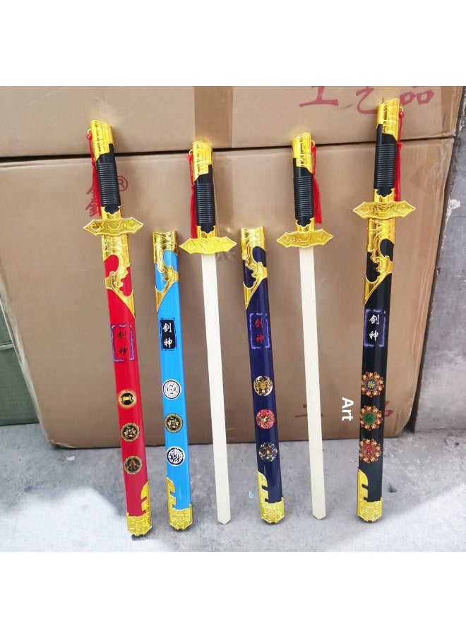 Scenic Spots Sell Printed Dragon Words Electroplating Xuanwu Excalibur Park Temple Fair Qinglong Sword Sword Yiwu Wholesale-Color:Sword God (Wooden)  - Image 1