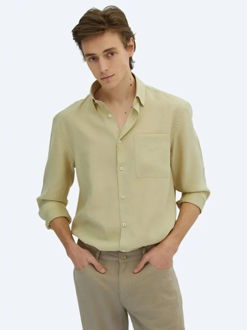 Kip Lemon Mold Plain Oversize Fit Weaving Casual Shirt