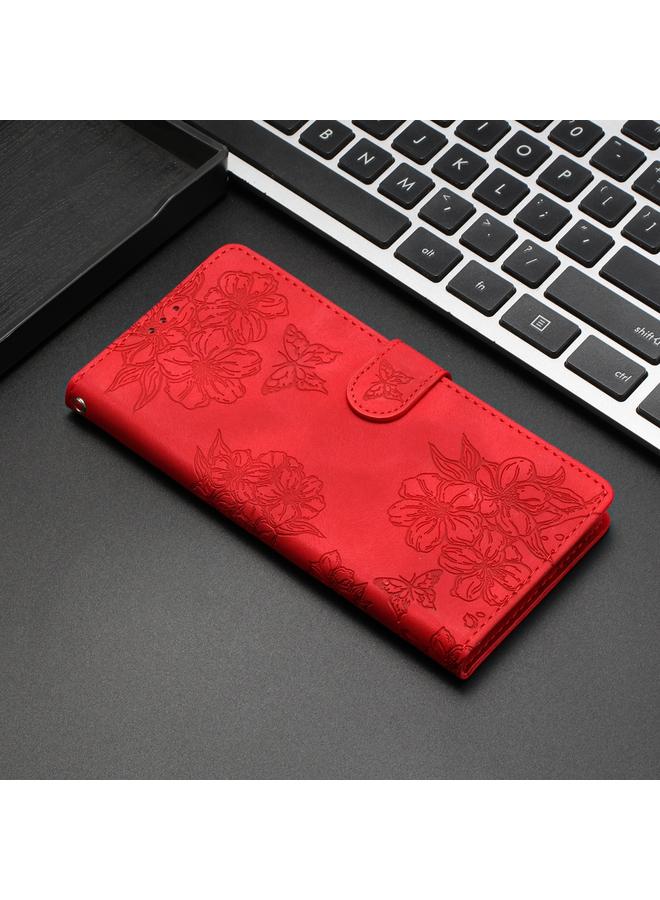 Green Tiger Case For Google Pixel 7 Pro 5G Cherry Blossom Butterfly Skin Feel Embossed PU Phone Case - Image 2